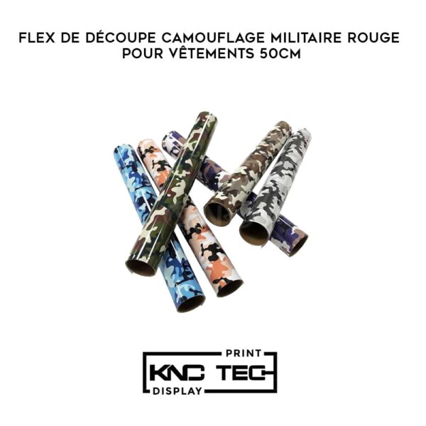 FLEX DE DÉCOUPE CAMOUFLAGE MILITAIRE ROUGE POUR VÊTEMENTS 50CM