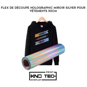 FLEX DE DÉCOUPE HOLOGRAPHIC MIROIR SILVER POUR VÊTEMENTS 50CM