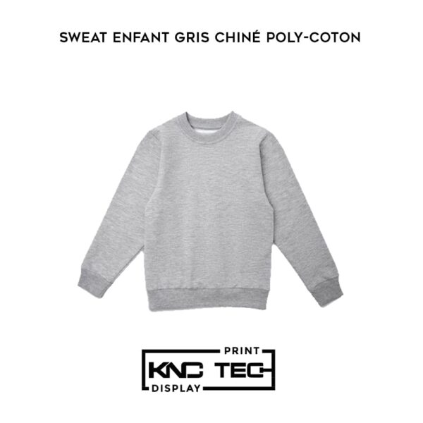 SWEAT ENFANT GRIS CHINÉ POLY-COTON