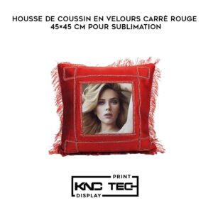 HOUSSE DE COUSSIN EN VELOURS CARRÉ ROUGE 45×45 CM POUR SUBLIMATION