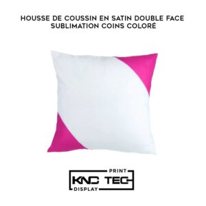 HOUSSE DE COUSSIN EN SATIN DOUBLE FACE SUBLIMATION COINS COLORÉ