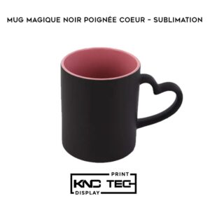 MUG MAGIQUE NOIR POIGNÉE COEUR - SUBLIMATION