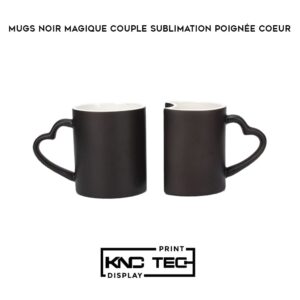 MUGS NOIR MAGIQUE COUPLE SUBLIMATION POIGNÉE COEUR