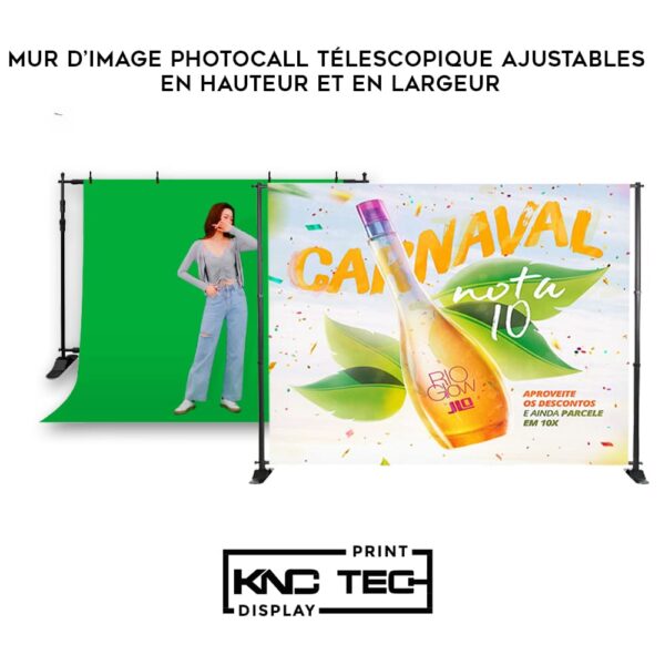 MUR D'IMAGE PHOTOCALL TÉLESCOPIQUE AJUSTABLES EN HAUTEUR ET EN LARGEUR
